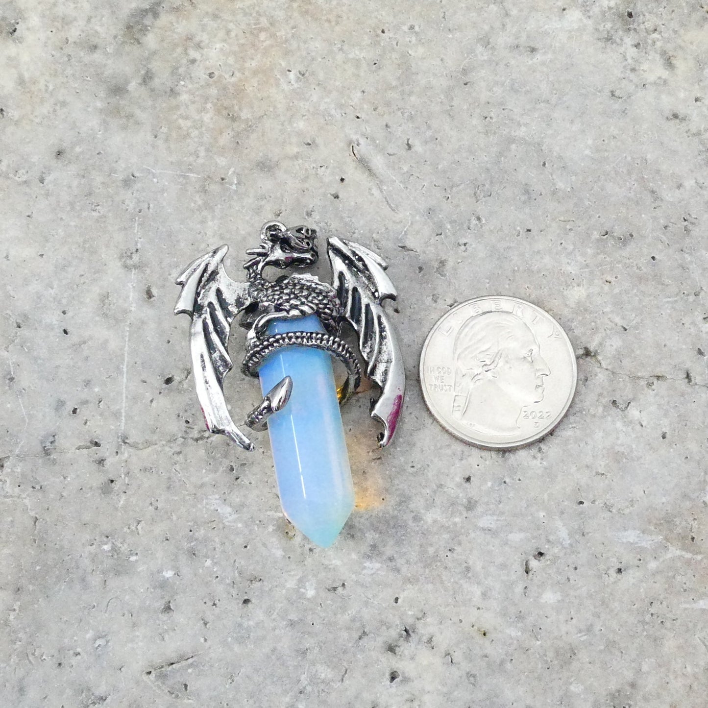 Opalite Flying Dragon Point Pendant 34x50mm-2