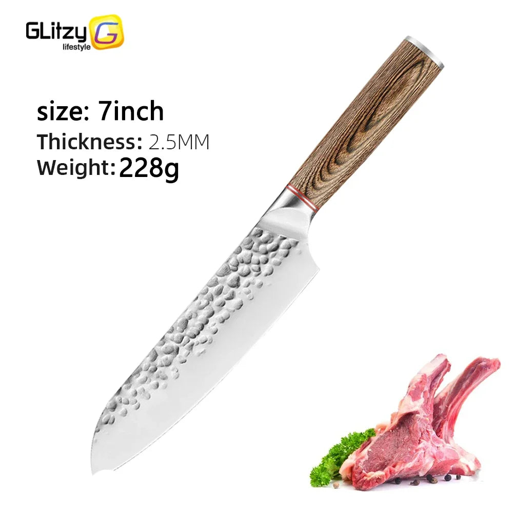 Kitchen Knife Stainless Steel Japanese Chef Knife Full Tang Forged Cleaver Butcher Knife for Slicing Chopping Cutter Cooking Too