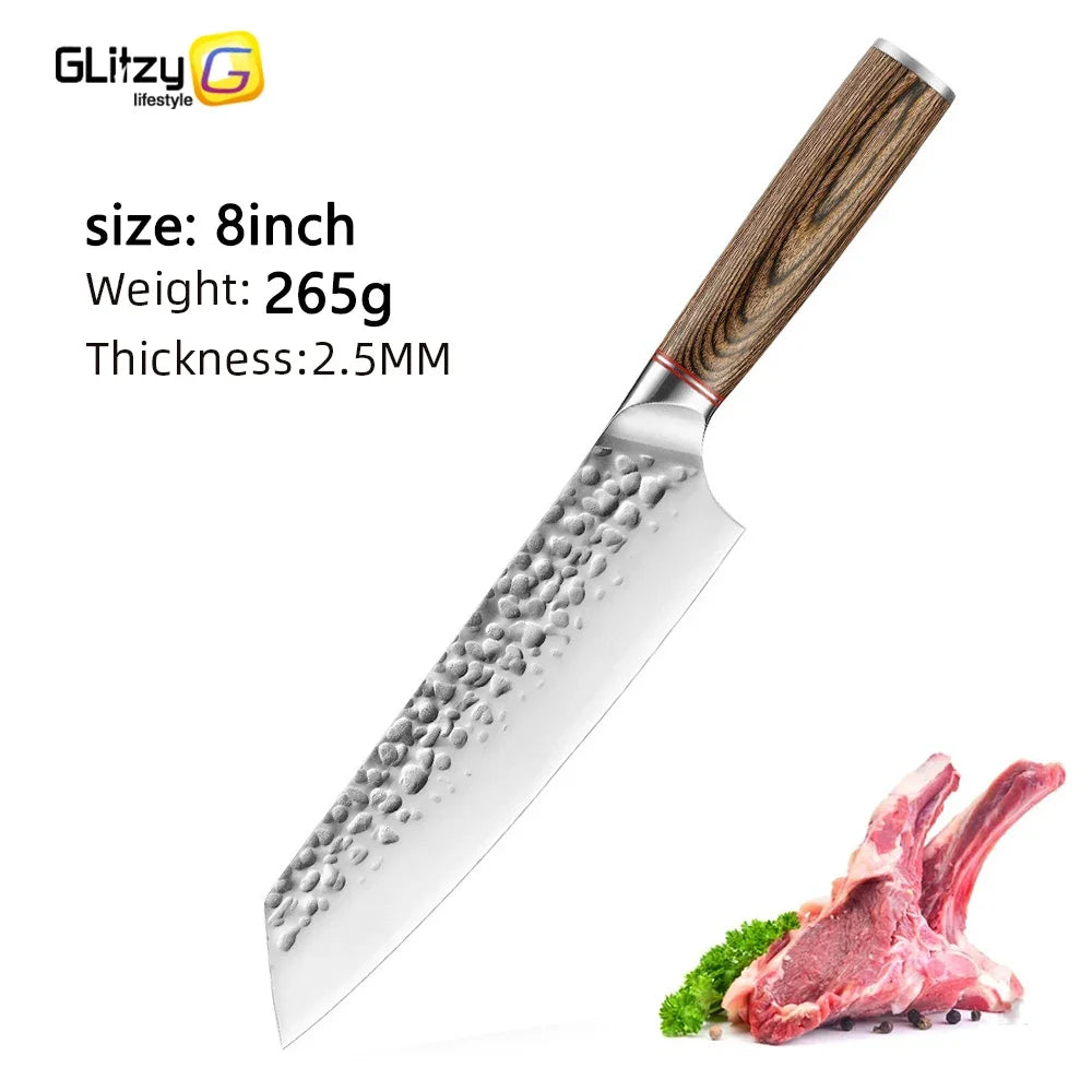 Kitchen Knife Stainless Steel Japanese Chef Knife Full Tang Forged Cleaver Butcher Knife for Slicing Chopping Cutter Cooking Too