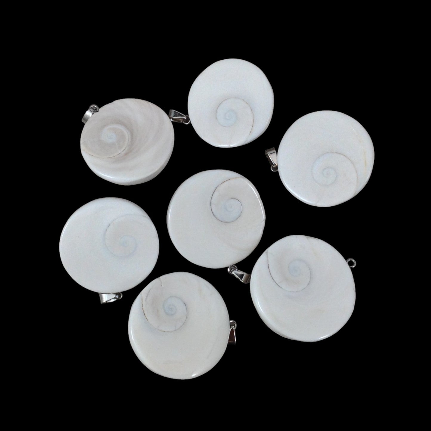 Shiva Shell, Pacific Cat's Eye Shell, Operculum, Gastropod Round Pendant-0